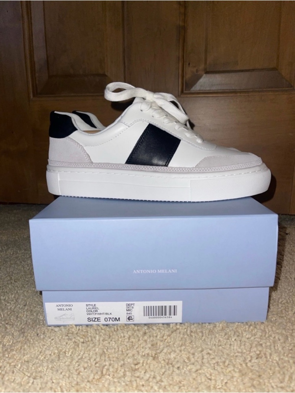 ANTONIO MELANI White and Black Women’s Low-Top Sneakers